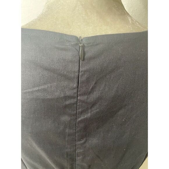 Banana Republic Size 6 Dress Black Linen Blend Cotton Spandex Midi Fit Belted - Picture 4 of 10